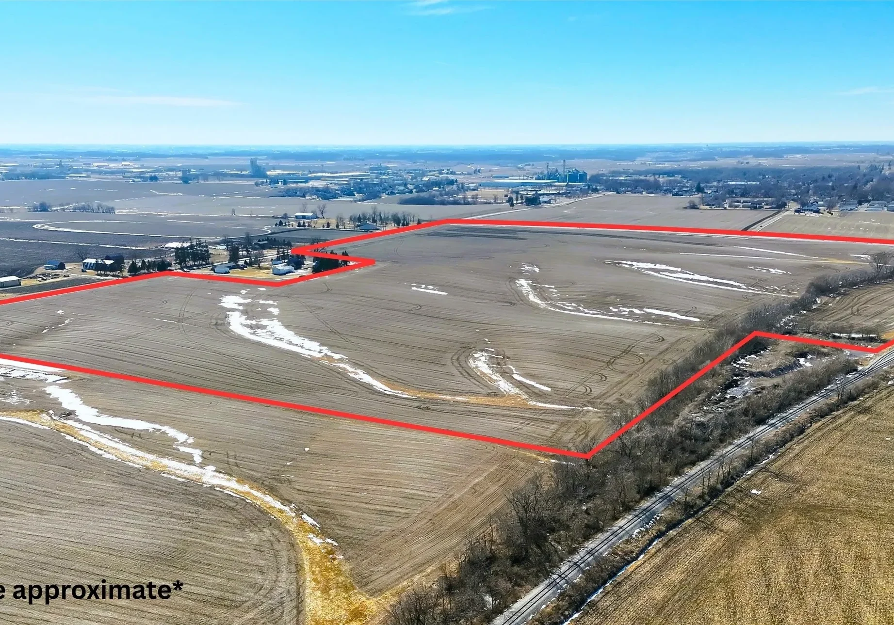 Rural land with approximate boundary lines.